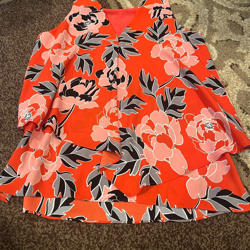 Cooper & Ella Red and Black Floral Top